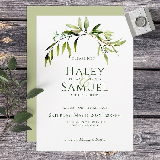 Invitation Mariage vert rustique Bough vert clair