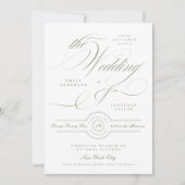 Invitation Mariage Vert Sage Calligraphie Classique Formel (Devant)