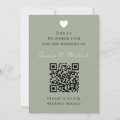 Invitation Mariage vert Sage Code QR moderne (Devant)