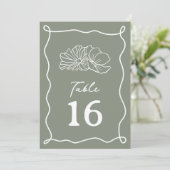 Invitation Mariage vert Sage Fleurs (Debout devant)