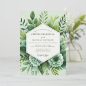 Invitation Mariage Vert Sage Luxuriant (Debout devant)