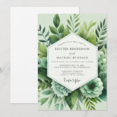 Invitation Mariage Vert Sage Luxuriant (Devant / Derrière)