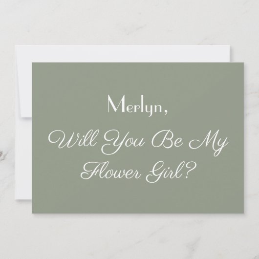 Invitation Mariage vert Sage minimal Flower Proposition (Devant)