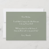 Invitation Mariage vert Sage minimal Flower Proposition (Dos)