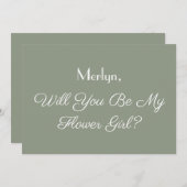 Invitation Mariage vert Sage minimal Flower Proposition (Devant / Derrière)