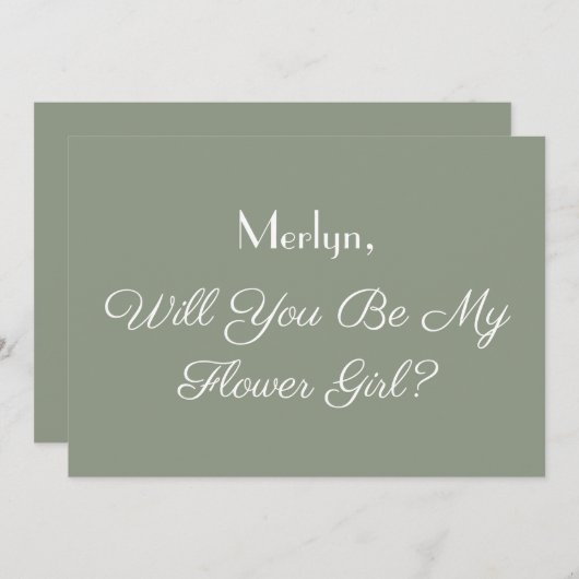 Invitation Mariage vert Sage minimal Flower Proposition (Devant / Derrière)