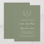 Invitation Mariage Vert Sauge (Devant / Derrière)