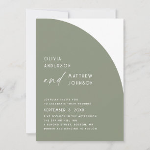 Invitation Mariage Vert Sauge Arche Minimaliste Contemporai