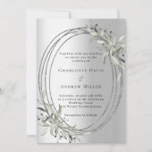 Invitation Mariage vert sauge argenté (Devant)