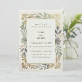 Invitation Mariage Vert Sauge Filigrane Doré (Debout devant)