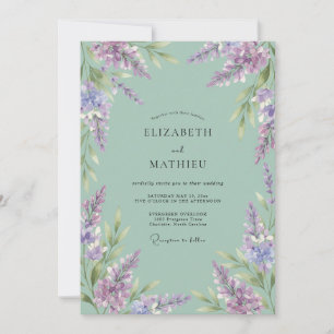 Invitation Mariage Vert Sauge Fleur de Lavande