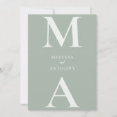 Invitation Mariage Vert Sauge Minimaliste Moderne (Devant)