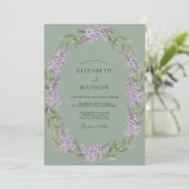 Invitation Mariage Vert Sauge Tranquille Lilas (Debout devant)