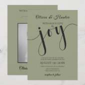 Invitation Mariage, Vert Sauge, Typographie, Script,  (Devant / Derrière)