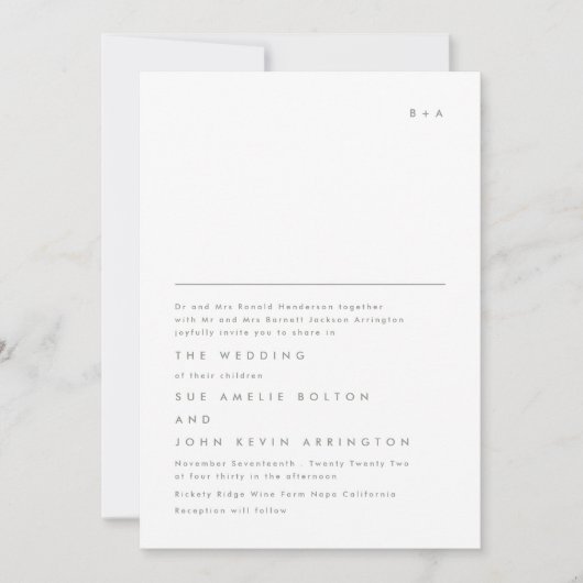 Invitation Mariage vert simple et élégant (Devant)