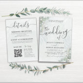 Invitation Mariage vert tout-en-un Eucalyptus Sage