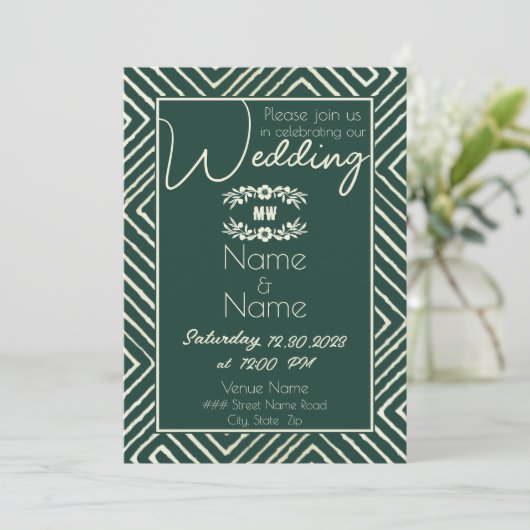 Invitation Mariage vert Tribal African Hunter (Debout devant)