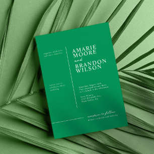 Invitation Mariage Vert Tropical avec Typographie Minimale