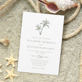 Invitation Mariage vert Tropical Beach Palm Tree Sage
