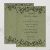 Invitation Mariage vert vintage (Devant / Derrière)