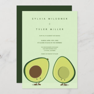 Invitation Mariage vertical vert Avocados illustré
