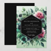 Invitation Mariage Vesper Fuchsia Émeraude (Devant / Derrière)
