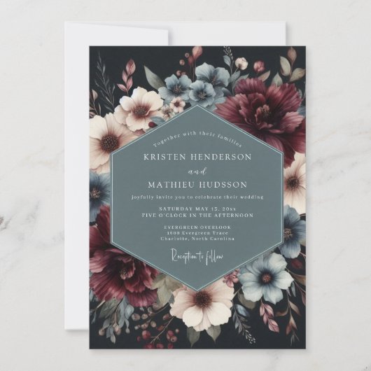 Invitation Mariage Vespéral Ardoise Bourgogne (Devant)