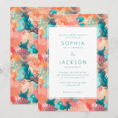 Invitation Mariage vibrant de la barrière de corail (Devant / Derrière)