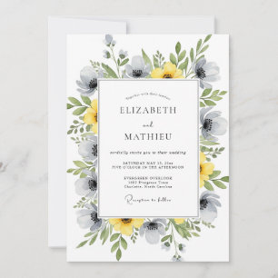 Invitation Mariage vibrant de printemps gris jaune
