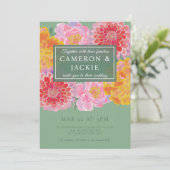 Invitation Mariage vibrant de souci et de Zinnia (Debout devant)