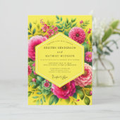 Invitation Mariage Vibrant Flora Citron (Debout devant)