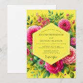 Invitation Mariage Vibrant Flora Citron (Devant / Derrière)