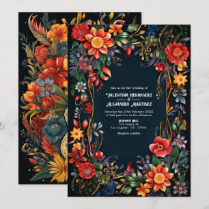 Invitation Mariage Vibrant Floral Fiesta Aquarelle