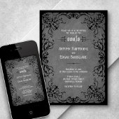 Invitation Mariage victorien gothique noir