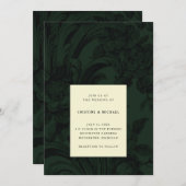 Invitation Mariage victorien vert foncé  (Devant / Derrière)