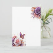 Invitation Mariage Vide Roses et Papillon (Debout devant)