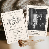 Invitation Mariage Vieux argent Noir Quirky tiré main