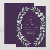 Invitation Mariage Vigne à Feuillage d'Améthyste (Devant / Derrière)