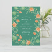 Invitation Mariage Vigne Abricot Jade (Debout devant)