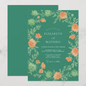Invitation Mariage Vigne Abricot Jade (Devant / Derrière)