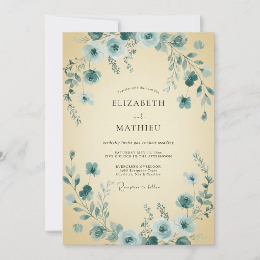 Invitation Mariage Vigne Acier Beurre (Devant)