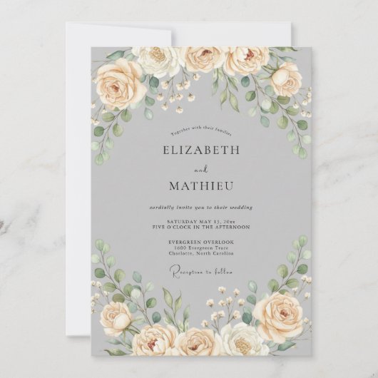 Invitation Mariage Vigne Ardoise Champagne (Devant)