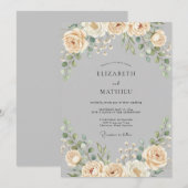 Invitation Mariage Vigne Ardoise Champagne (Devant / Derrière)