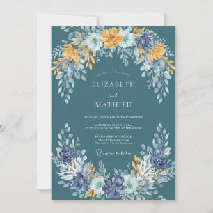 Invitation Mariage Vigne Ardoise Moutarde