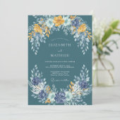 Invitation Mariage Vigne Ardoise Moutarde (Debout devant)
