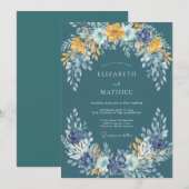 Invitation Mariage Vigne Ardoise Moutarde (Devant / Derrière)