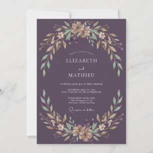 Invitation Mariage Vigne Aubergine Champagne