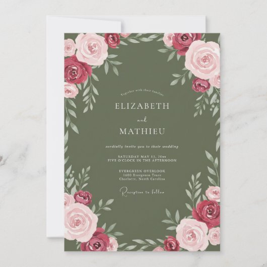 Invitation Mariage Vigne Bourgogne Mousse (Devant)