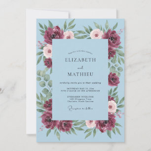 Invitation Mariage Vigne Bourguignonne aux Bleuets