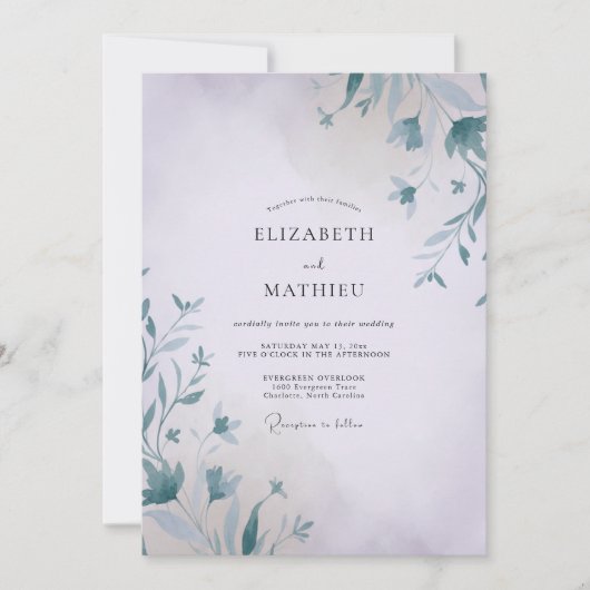 Invitation Mariage Vigne Brume d'Acier (Devant)